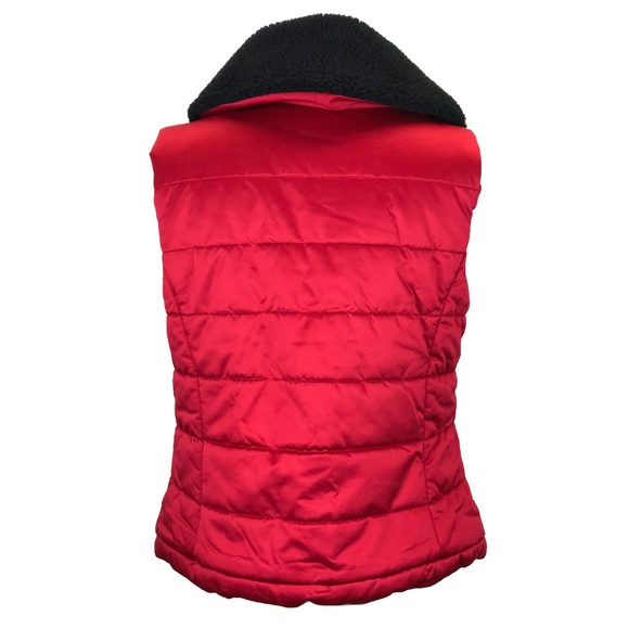 Ralph Lauren Red Black Toggle Sherpa Puffer Vest M - Picture 5 of 8